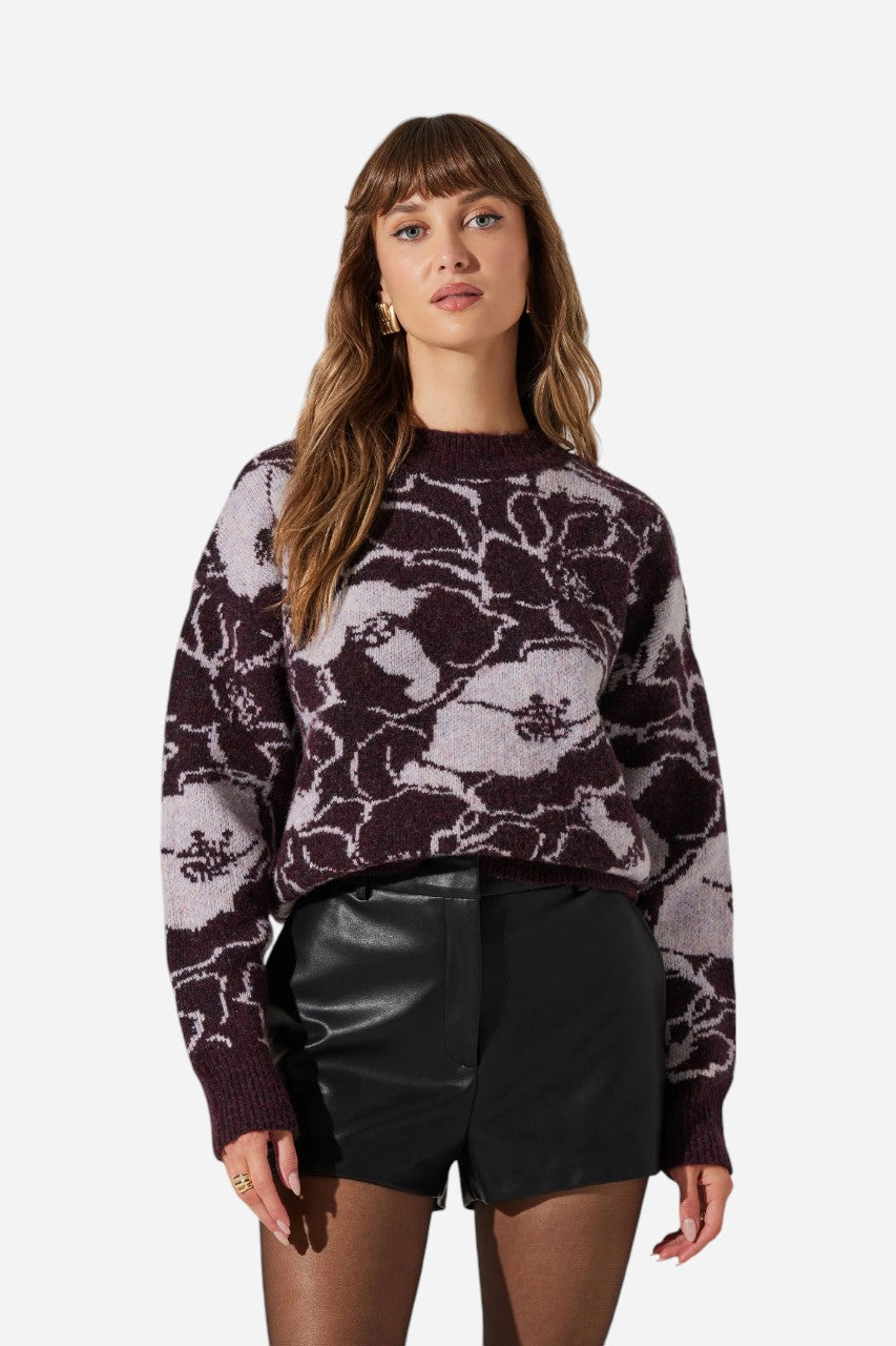Astr the Label Saira Sweater in Plum