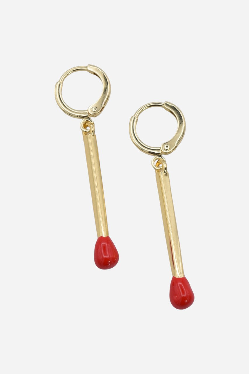 Farrah B Perfect Match Sticks Huggies Earrings in Red
