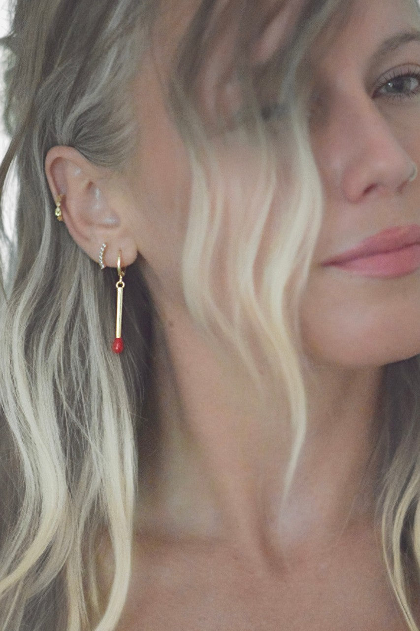 Farrah B Perfect Match Sticks Huggies Earrings in Red