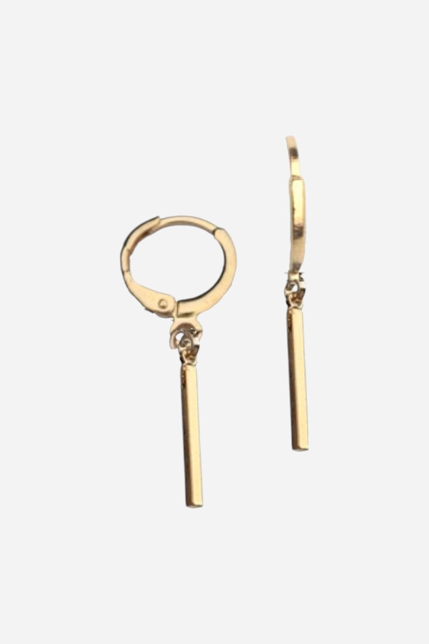 Farrah B Gold Bar Huggies Earrings
