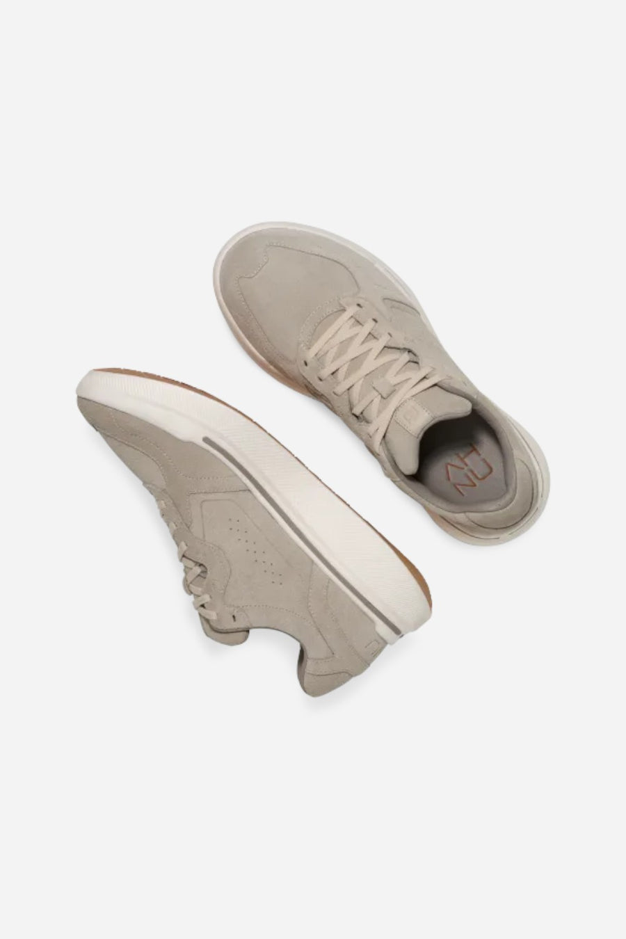 AHNU Women's Sequence 1.1 Suede in Oatmeal – flat lay