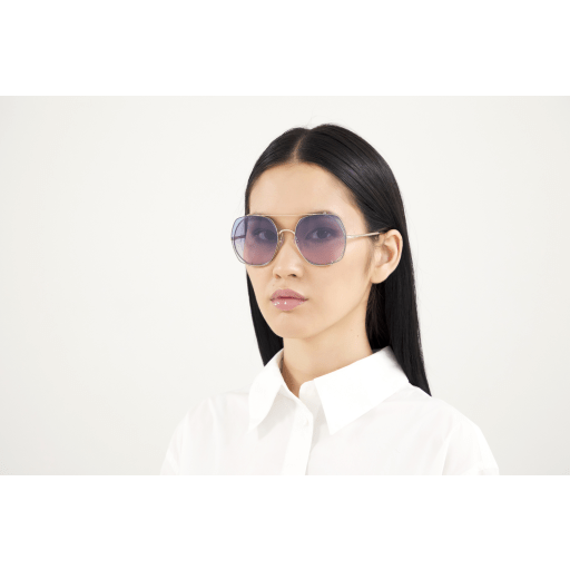 Chloe Gold/Gray Sunglasses with Light Blue Gradient lenses