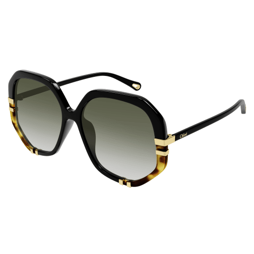 Chloe Black Sunglasses with Green Gradient lenses