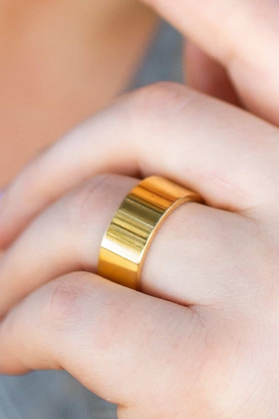 Farrah B Modernist Cigar Ring in Gold - Size 8