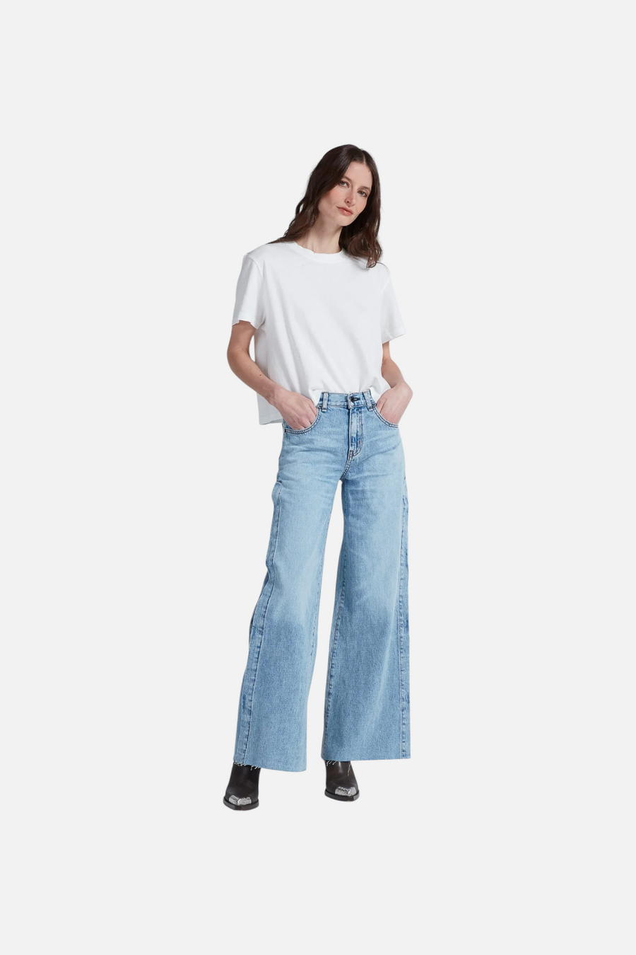ASKK NY Longboarder High-Rise Wide-Leg Jean in Blondie – back view