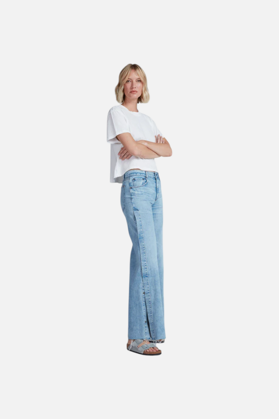 ASKK NY Longboarder High-Rise Wide-Leg Jean in Blondie – side view