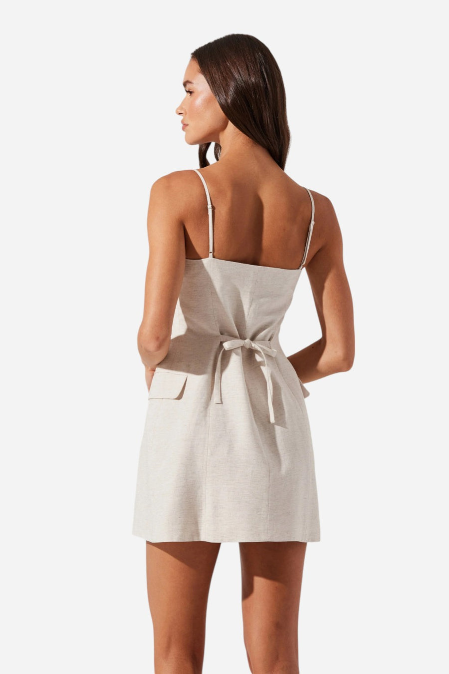 Astr the Label Azria Button-Front Wrap Dress in Oatmeal
