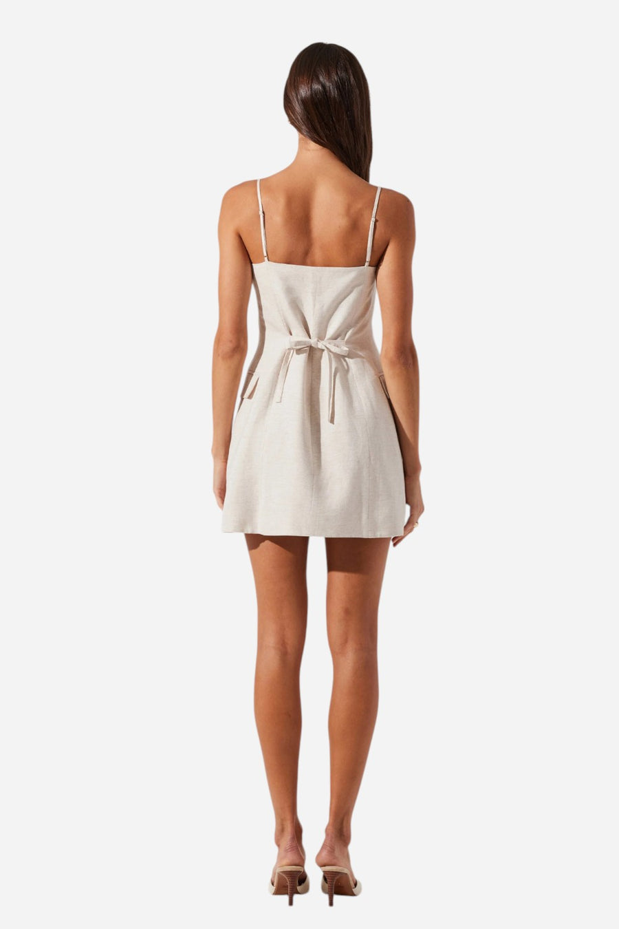 Astr the Label Azria Button-Front Wrap Dress in Oatmeal