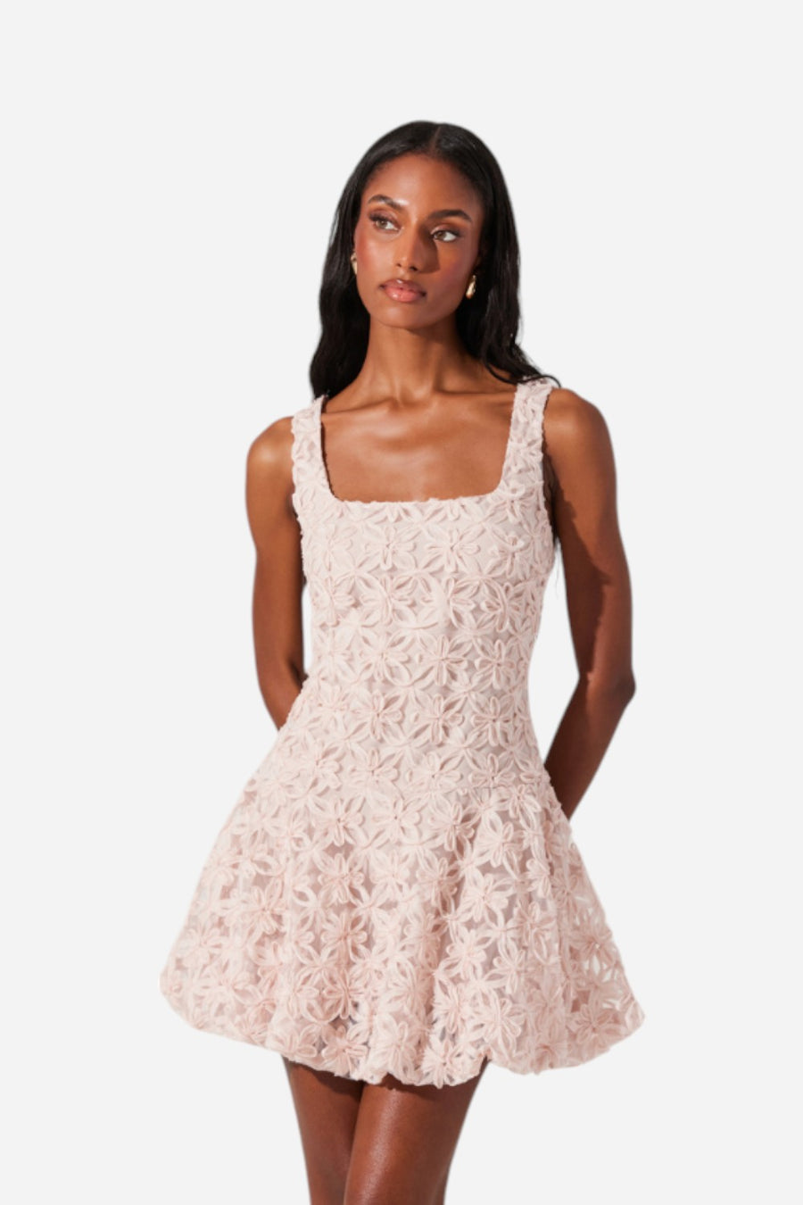 Astr the Label Fable 3D Floral Bubble Dress in Blush
