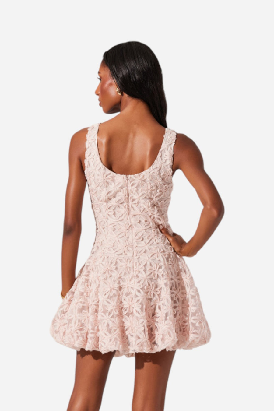 Astr the Label Fable 3D Floral Bubble Dress in Blush