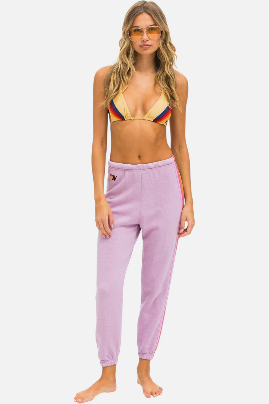 Aviator Nation 5 Stripe Sweatpant in Mauve