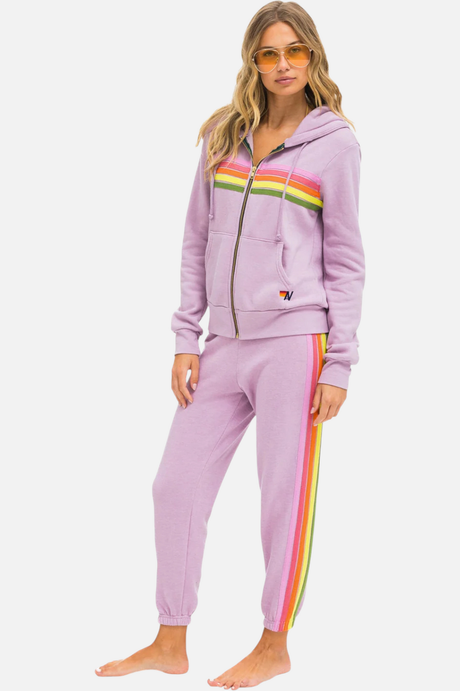 Aviator Nation 5 Stripe Sweatpant in Mauve