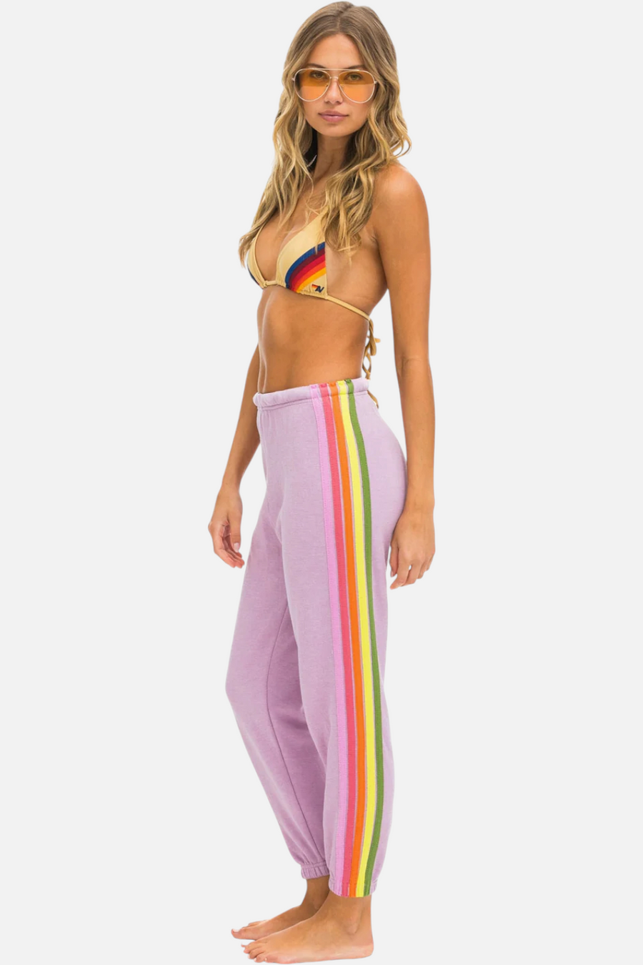 Aviator Nation 5 Stripe Sweatpant in Mauve