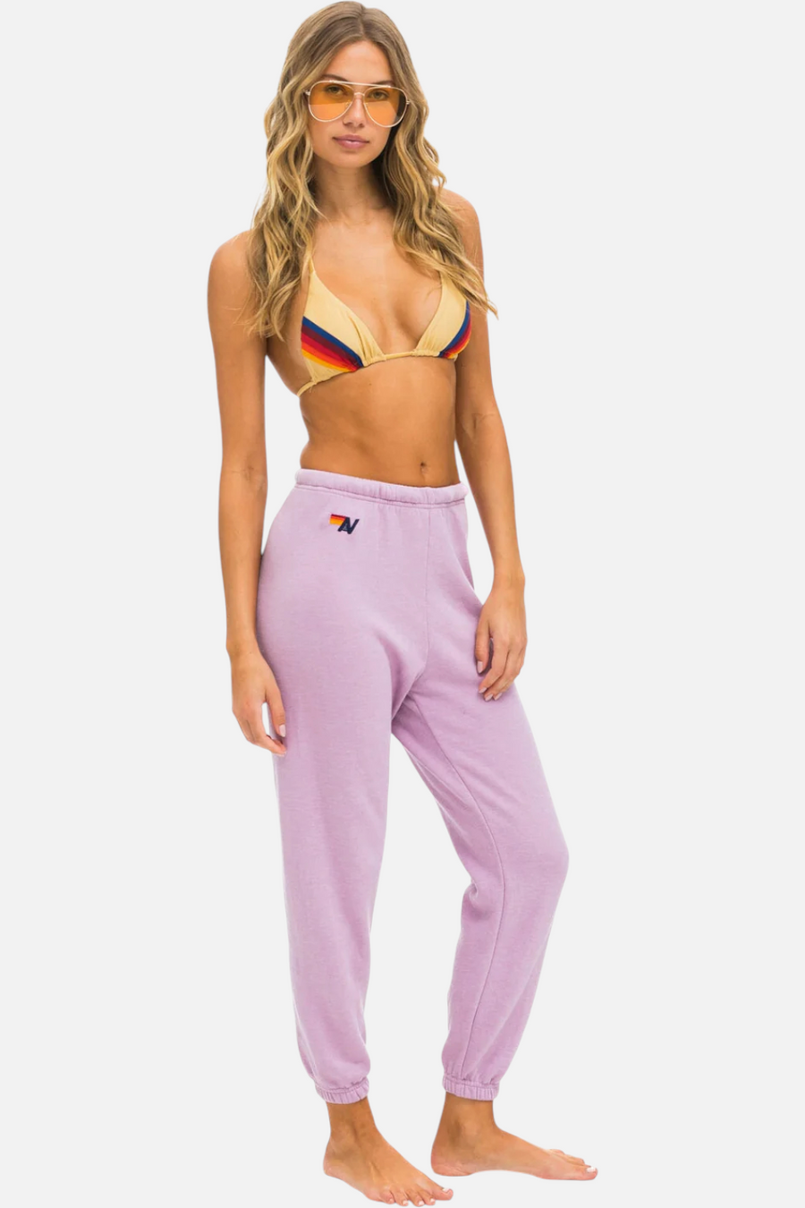 Aviator Nation 5 Stripe Sweatpant in Mauve