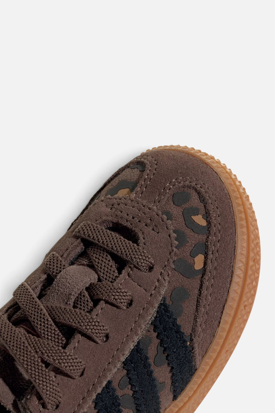 Adidas Kids Handball Spezial Comfort Closure Elastic Lace Shoes in Earth Strata, Core Black, and Glow Pink