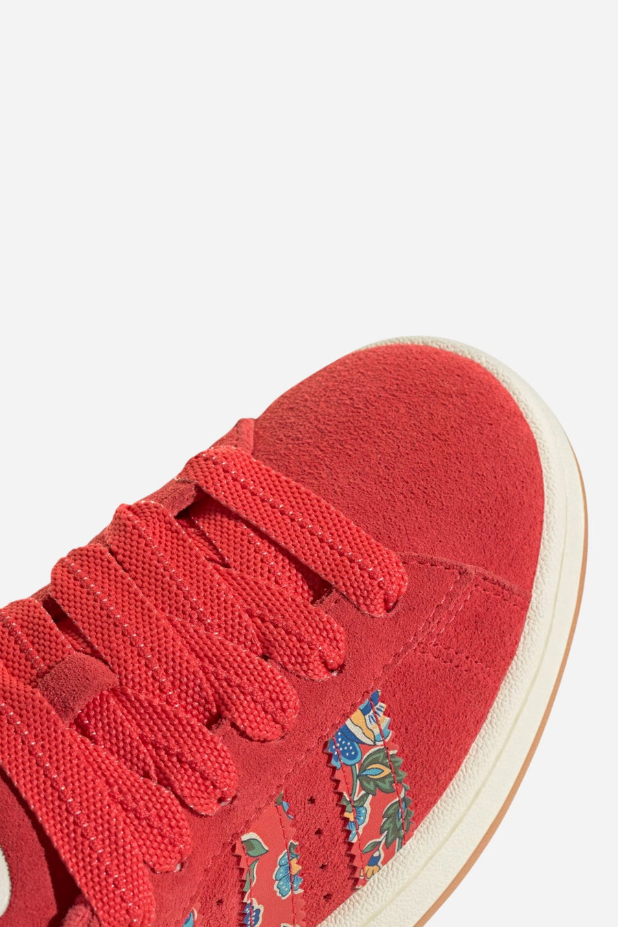 Adidas Campus 00s X Liberty London Shoes in Semi Lucid Red / Cream White / Gold Metallic