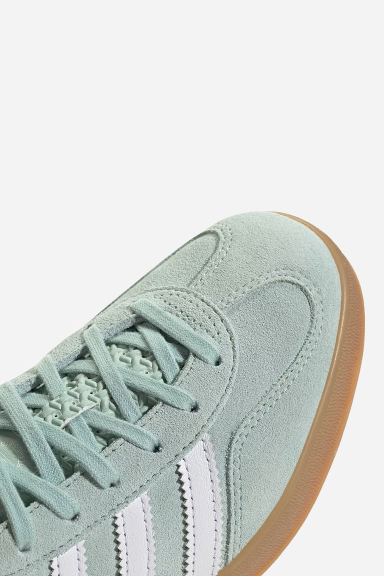 Adidas Gazelle Indoor Shoes in Ash Green / Cloud White / Gum – CHROME