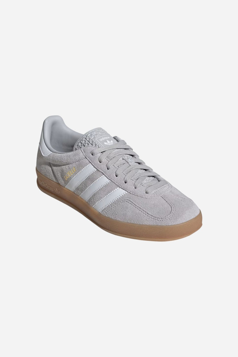 Adidas Gazelle Indoor Shoes in Grey Two / Cloud White / Gold Metallic Adidas Gazelle Indoor Shoes in Grey Two / Cloud White / Gold Metallic