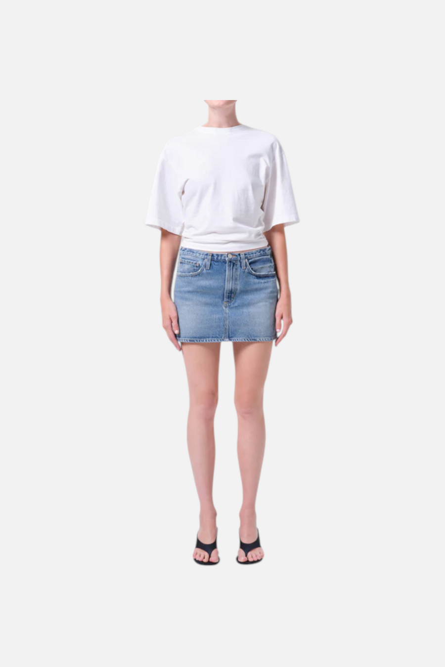 Agolde Keira Denim Mini Skirt in Broadcast