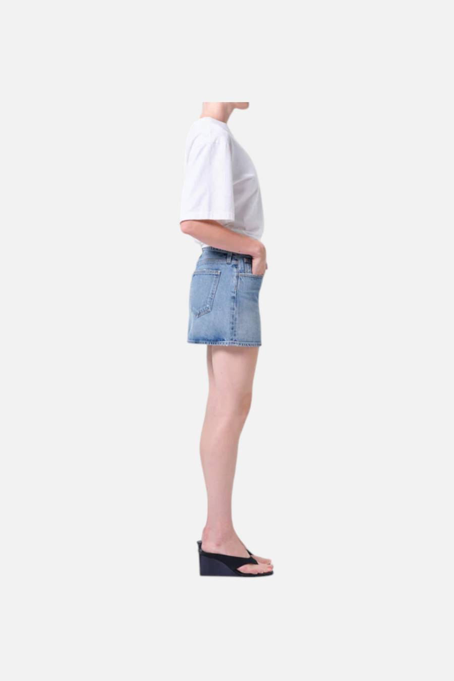 Agolde Keira Denim Mini Skirt in Broadcast