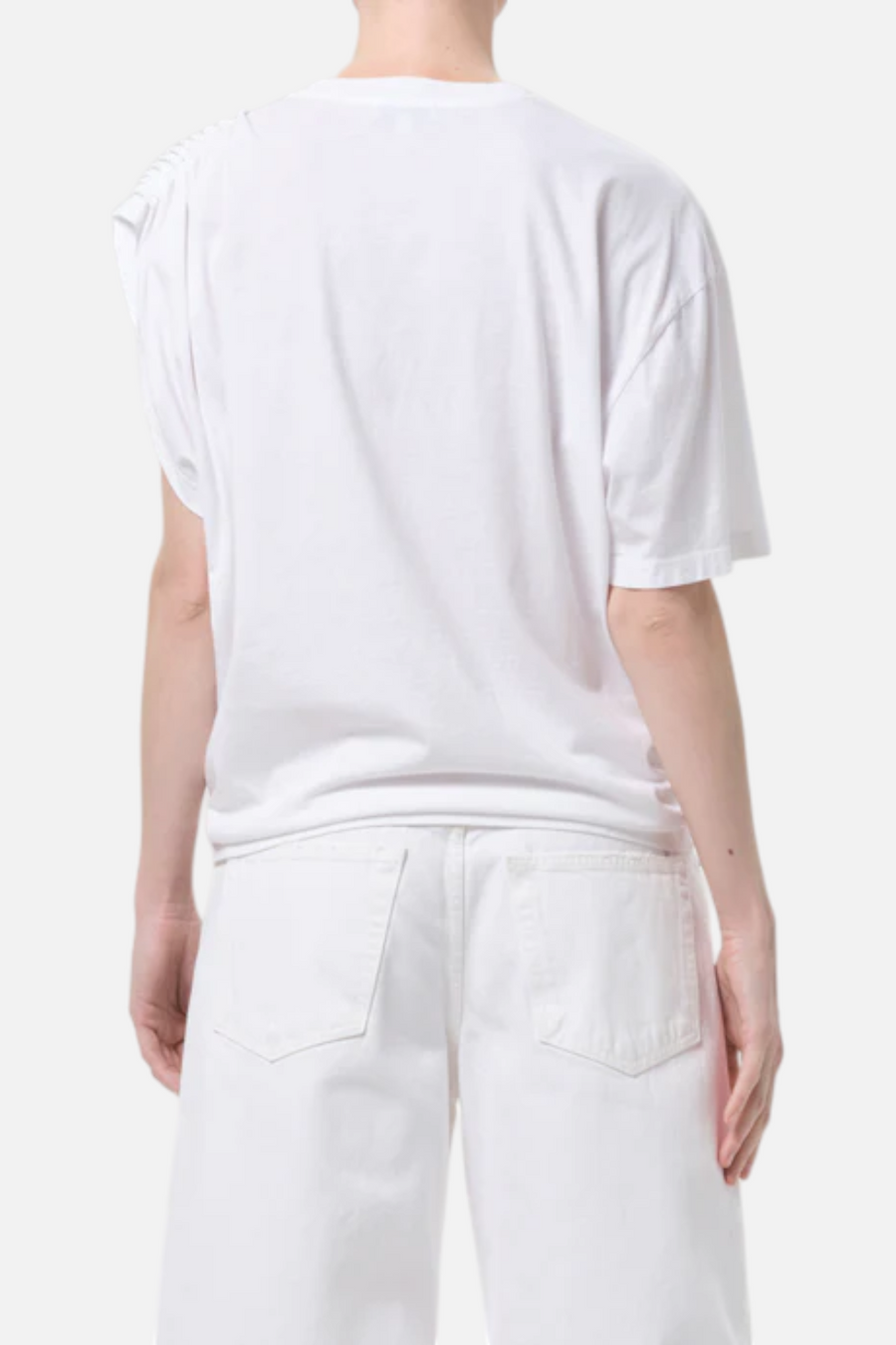 Agolde Roma One-Shoulder T-Shirt in White