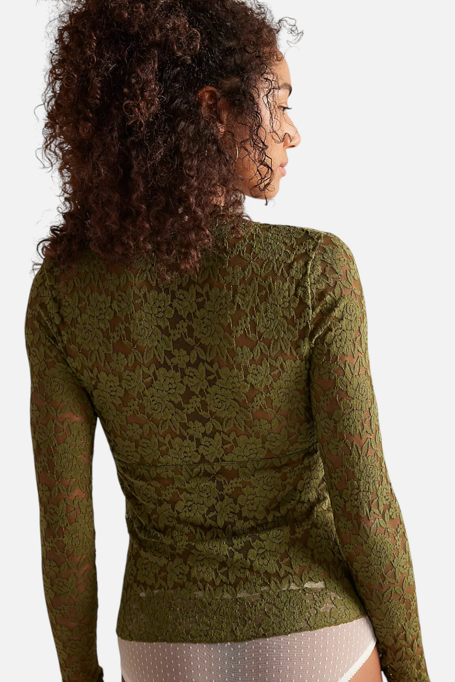 Free People All Day Lace Long Sleeve in Terrarium