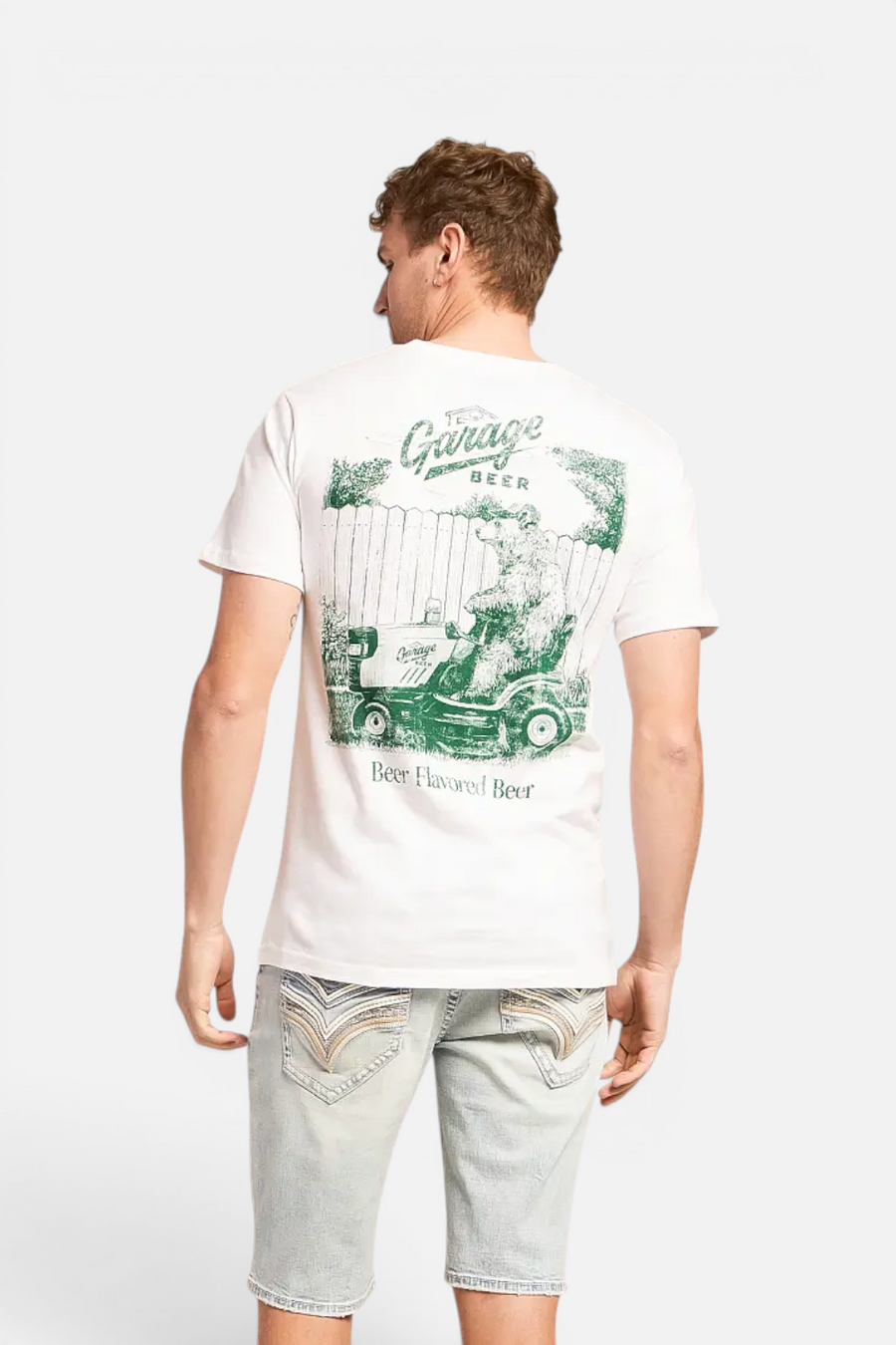 American Needle Garage Beer Mower Tee in White and Lawn