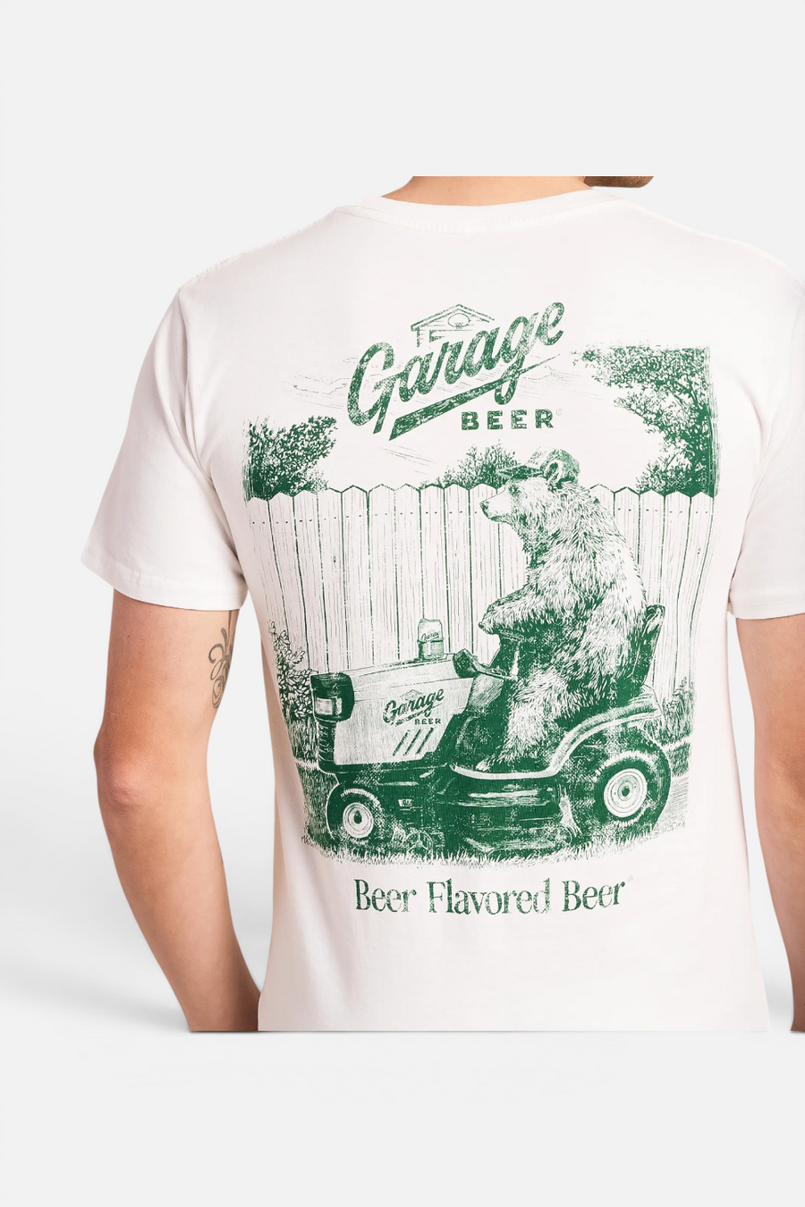 American Needle Garage Beer Mower Tee in White and Lawn
