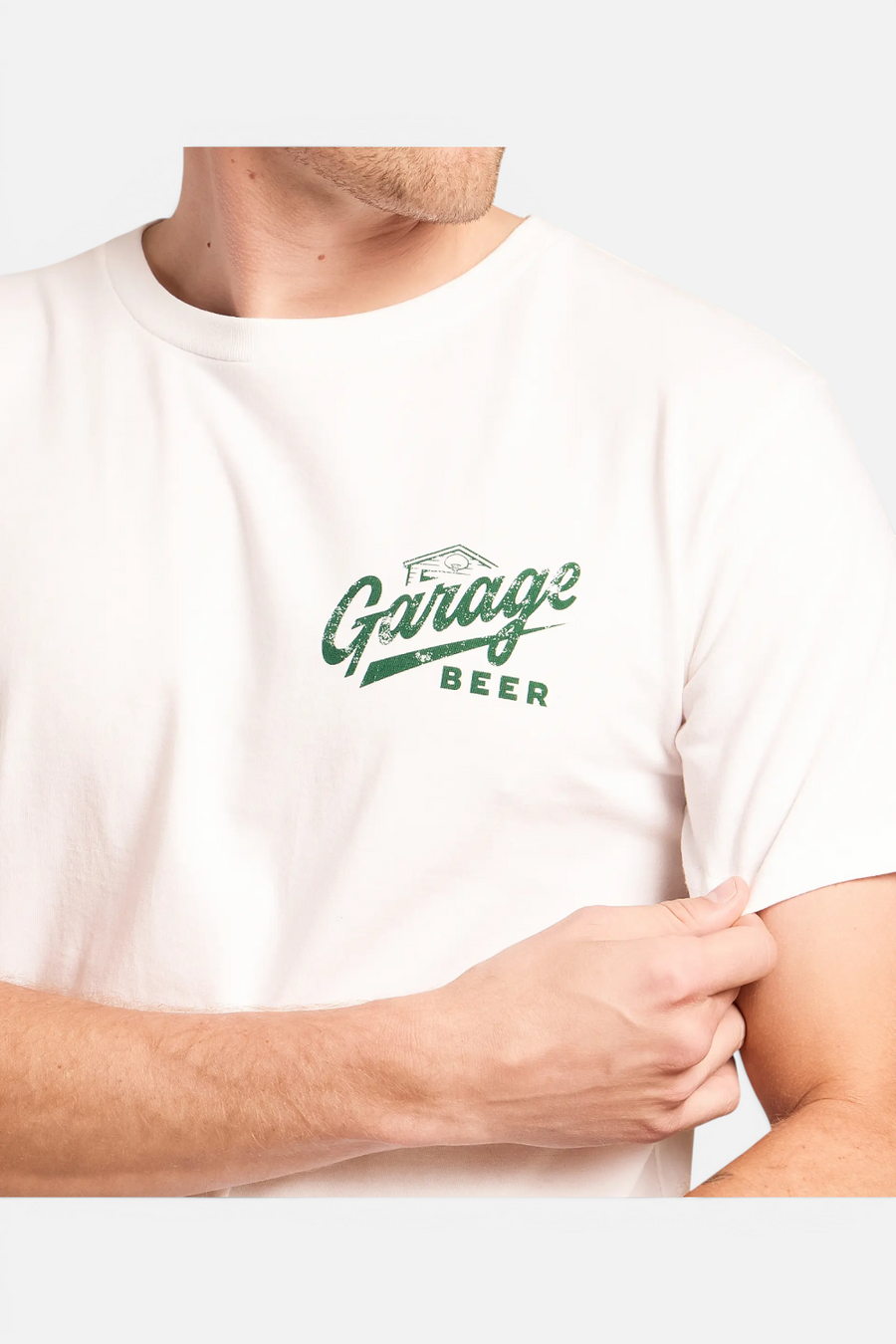 American Needle Garage Beer Mower Tee in White and Lawn