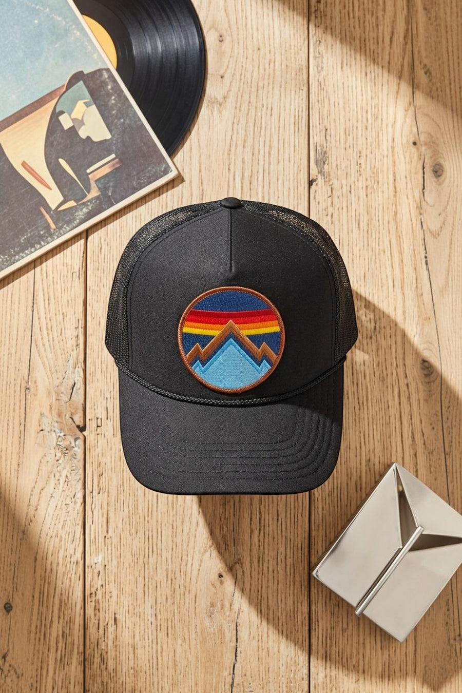 Aviator Nation All Seasons Circle Trucker Hat in Black