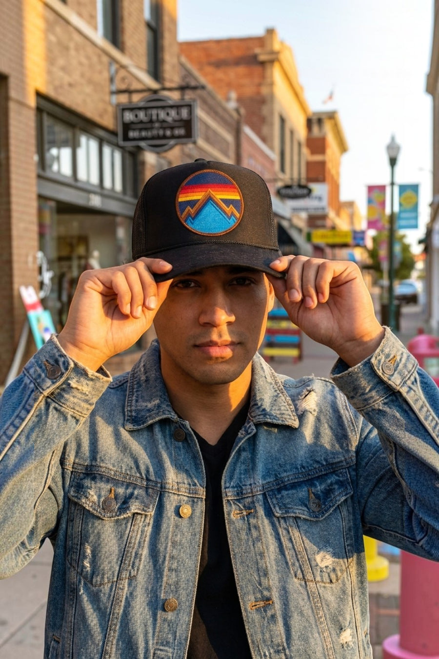 Aviator Nation All Seasons Circle Trucker Hat in Black