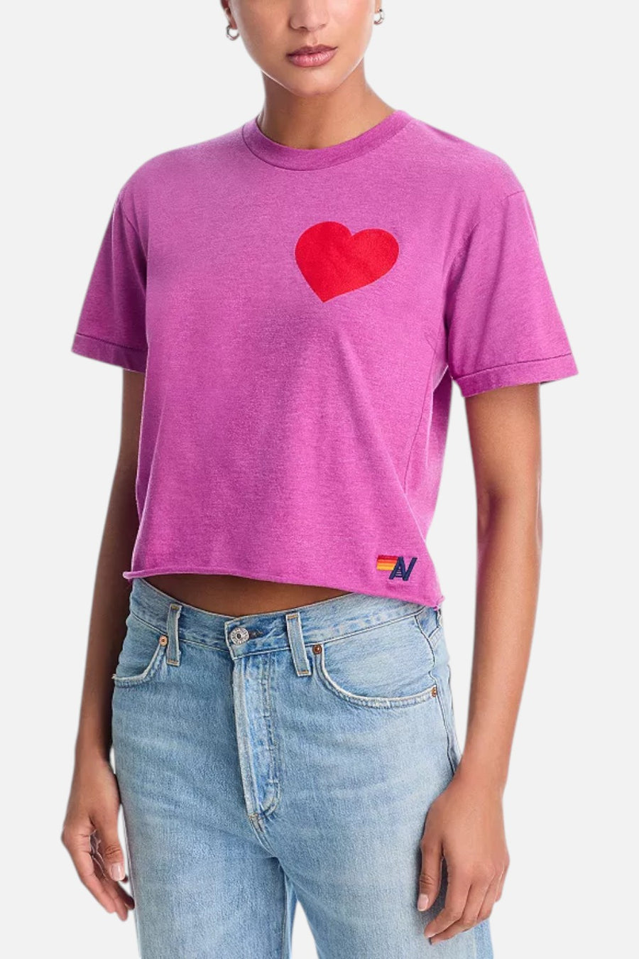 Aviator Nation Heart 2 Boyfriend Tee in Magenta