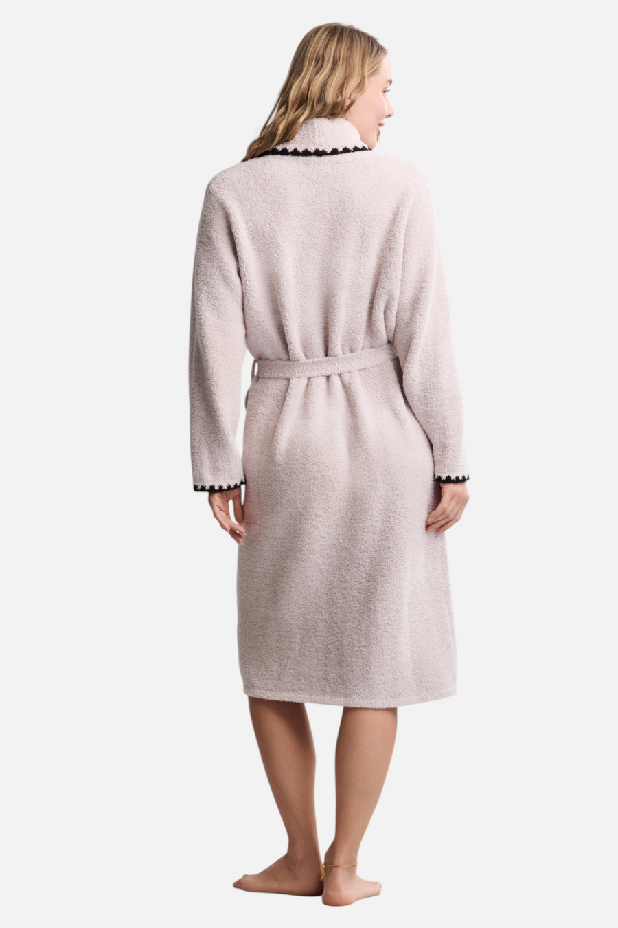 Barefoot Dreams CozyChic Blanket Stitch Robe in Stone