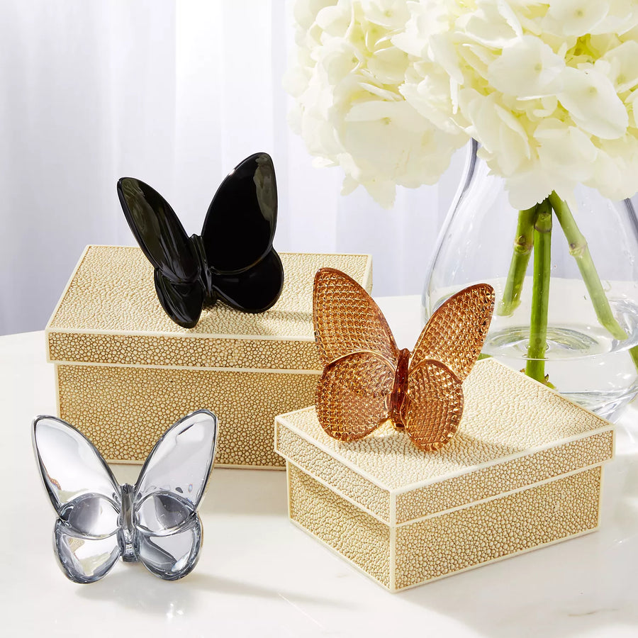 Baccarat Papillon Diamond Cut Crystal Butterfly in Gold