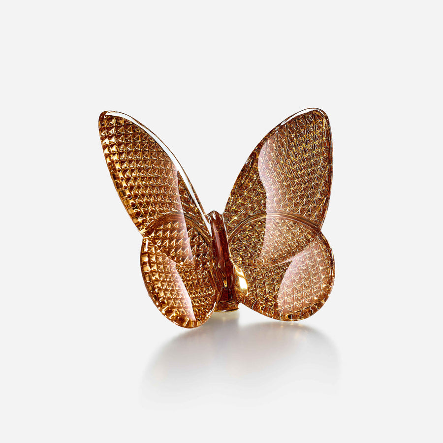 Baccarat Papillon Diamond Cut Crystal Butterfly in Gold