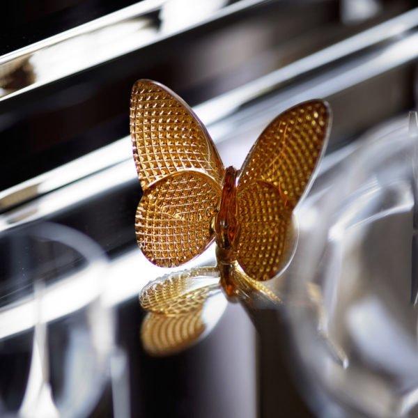 Baccarat Papillon Diamond Cut Crystal Butterfly in Gold