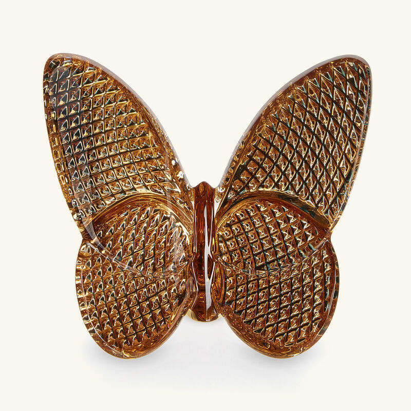 Baccarat Papillon Diamond Cut Crystal Butterfly in Gold