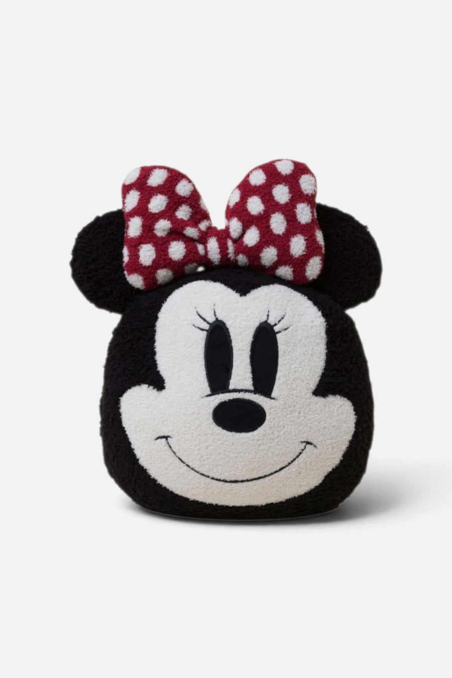 Barefoot Dreams CozyChic Disney Classic Minnie Mouse pillow in cream multi jacquard knit.
