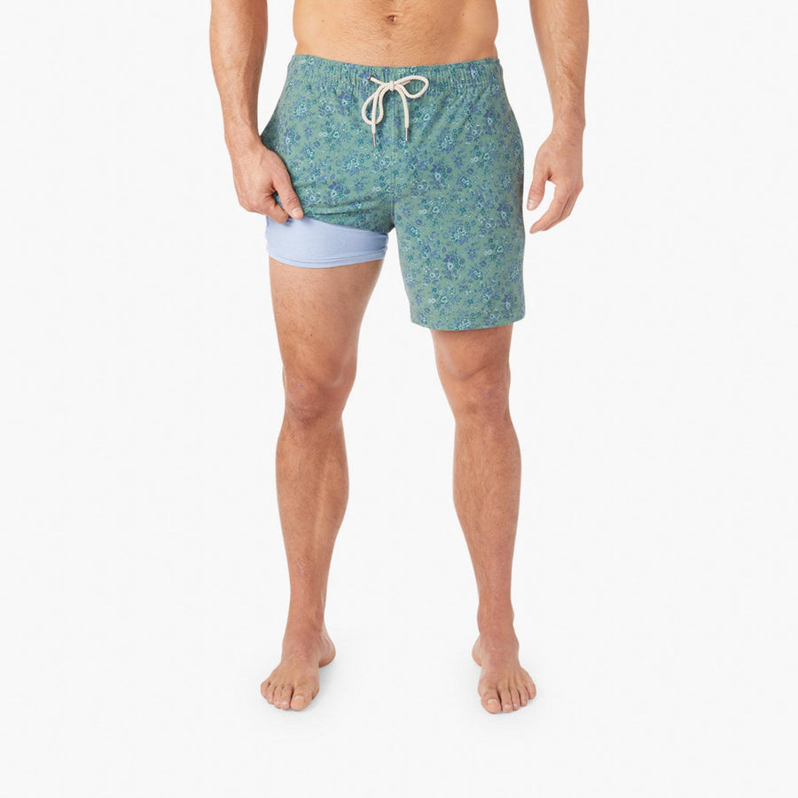 Fair Harbor Bayberry Swim Trunks in Green Mini Floral