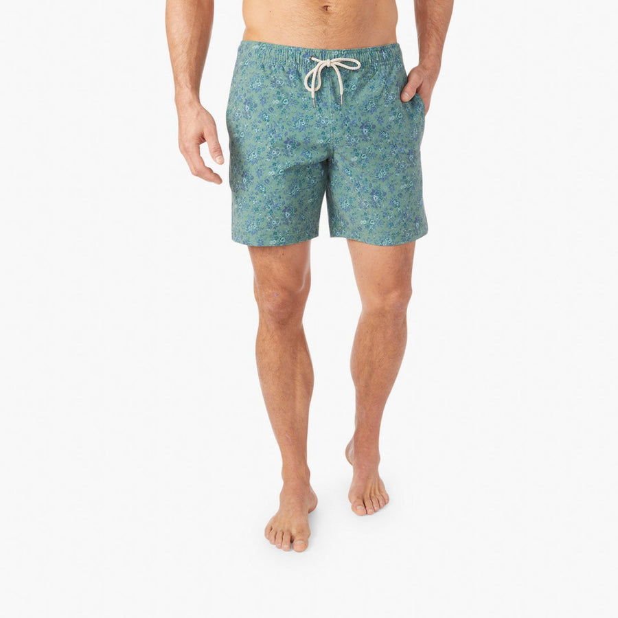 Fair Harbor Bayberry Swim Trunks in Green Mini Floral