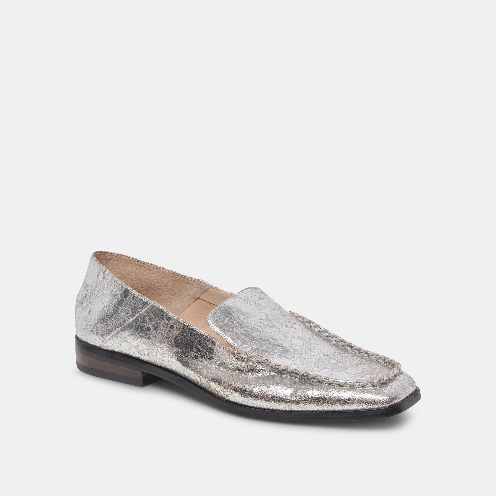 Dolce Vita Beny Loafer Flats in Silver Distressed Leather – CHROME