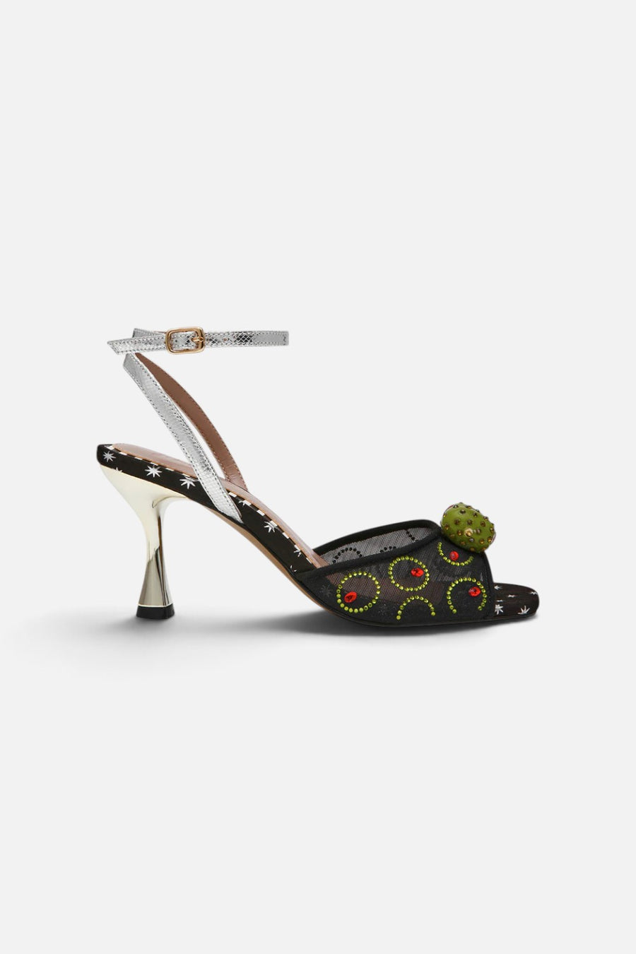 Betsey Johnson Martini Heeled Sandal in Black Multi
