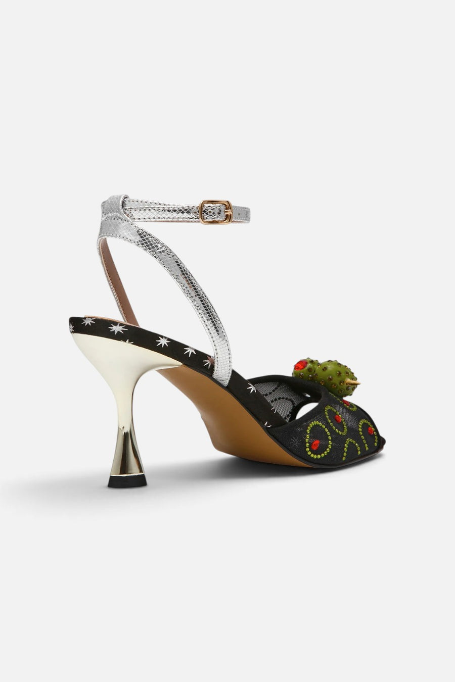 Betsey Johnson Martini Heeled Sandal in Black Multi