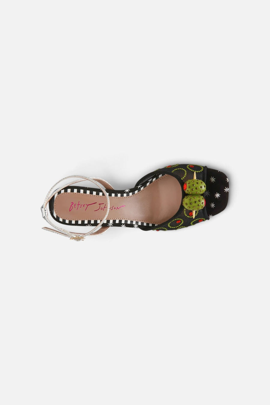 Betsey Johnson Martini Heeled Sandal in Black Multi