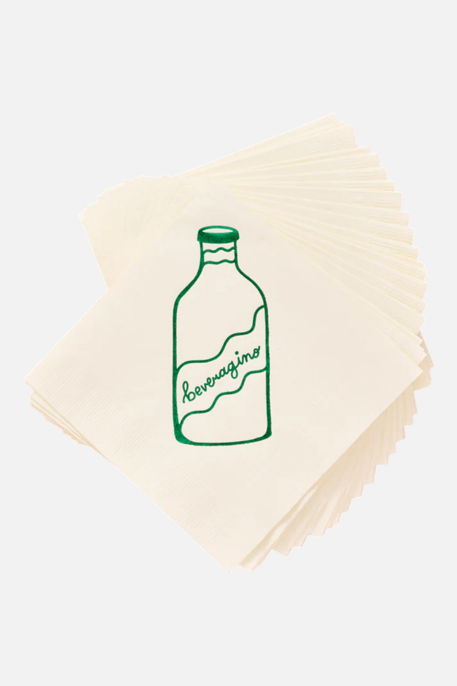 Beveragino Cocktail Paper Beverage Napkins - Set of 20 in Green and White
