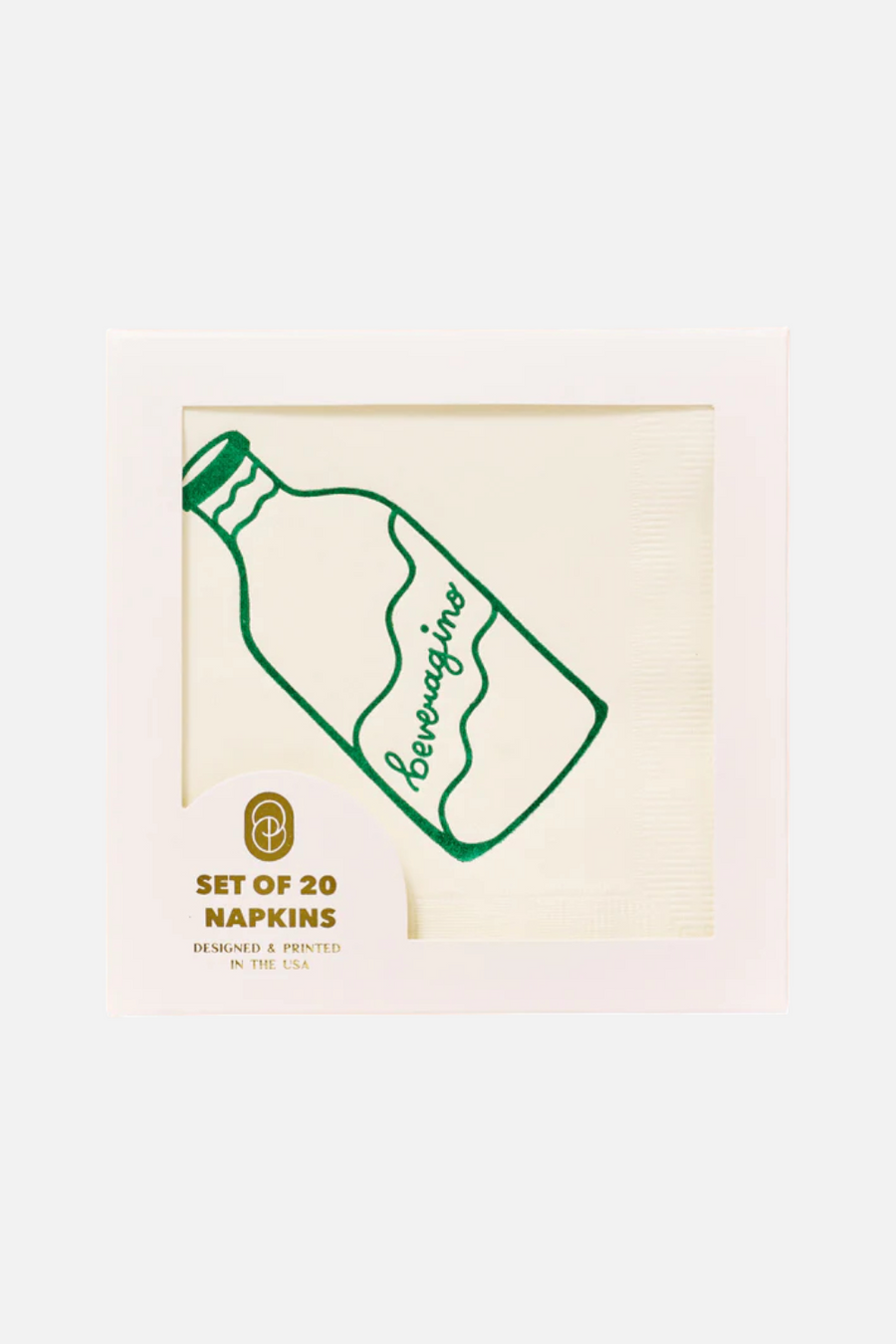 Beveragino Cocktail Paper Beverage Napkins - Set of 20 in Green and White