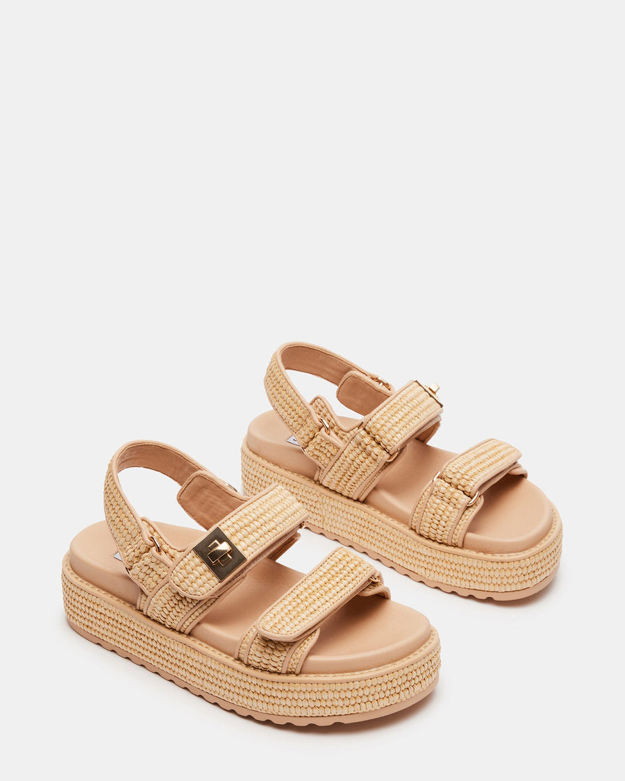 Steve Madden Bigmona Platform Sandal in Natural Raffia