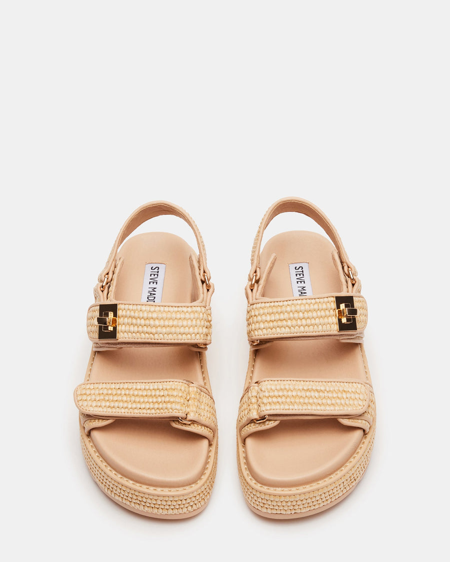 Steve Madden Bigmona Platform Sandal in Natural Raffia