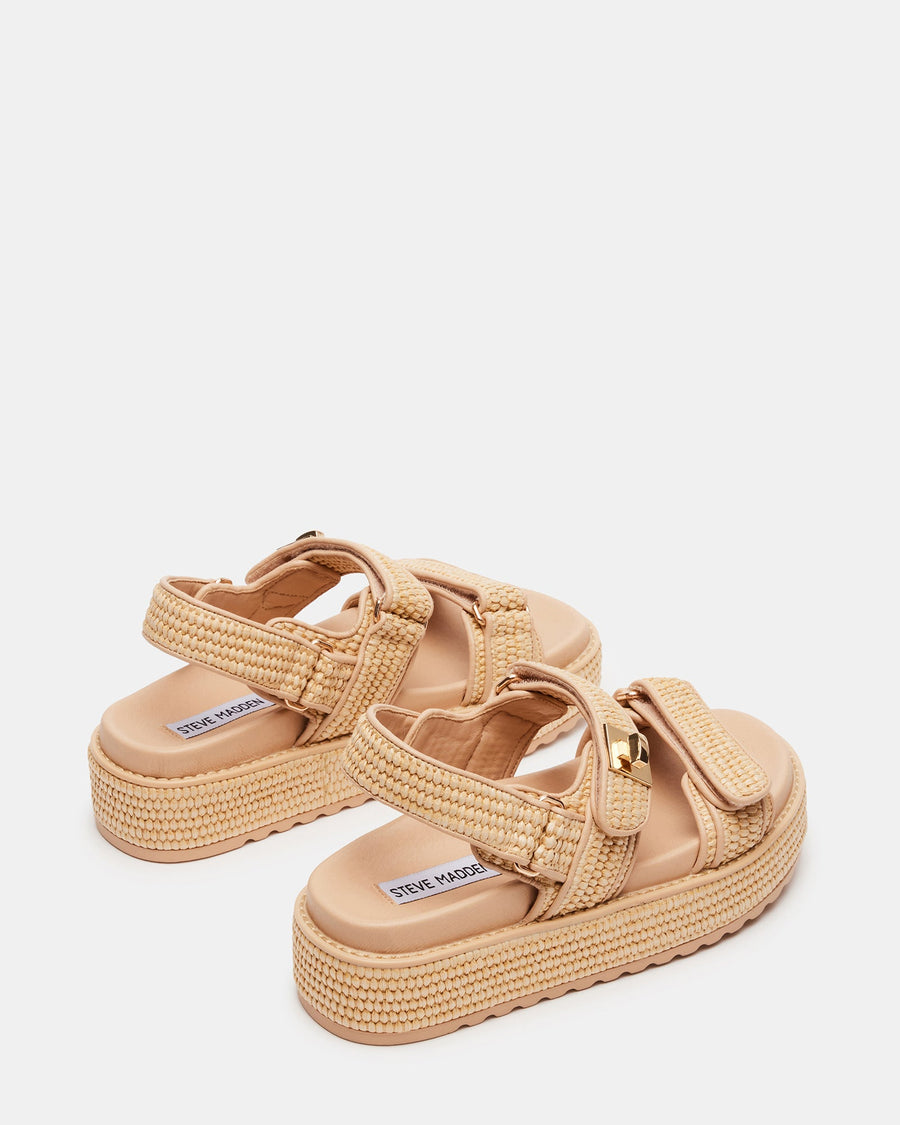 Steve Madden Bigmona Platform Sandal in Natural Raffia