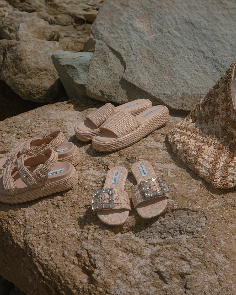 Steve Madden Bigmona Platform Sandal in Natural Raffia